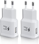 2-Pack Chargeurs Usb, Chargeur Rapide Adaptateur Secteur Chargeur Telephone Compatible Avec Samsung Galaxy S21 S20 S10 S10e S7 S8 S9/Edge/Plus/Active, A51, A34, A13, A03, Z Flip3, Z Fold2, M.[F2247]