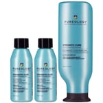 Pureology Strength Cure 2x Mini Shampoo 50ml and Conditioner 266ml Bundle for Damaged Hair, Vegan Formulas (Worth £38.08)