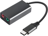 Carte Son Stéréo Externe Usb Type-C Double Canal Avec Haut-Parleur/Casque 3,5 Mm Et Prises Microphone Pour Ordinateurs Portables,Écouteurs,Microphones,Ps4,Etc