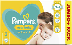 Pampers Baby Nappies Size 2 (4-8 kg / 9-18 lbs), New Baby, 76 Count JUMBO+ PACK