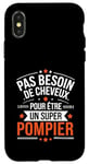 Coque pour iPhone X/XS Super Pompier Humour Cadeau Pompier Homme Chauve Pompier