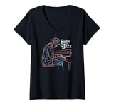 Womens Born To Jazz Cool Piano Music Passion V-Neck T-Shirt