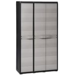 Cikonielf Armoire de rangement de jardin en polypropylène Noir et gris avec 4 étagères pour terrasse, outils ou garage