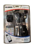 TWO 8pcs sets Car & Driver Accessory Kit for iphone 4 - Case, charger, cables