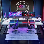 ODK Gaming Desk 127x127x75cm White Computer Desk with Monitor Stand for Home and