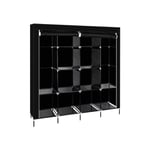 Armoire de rangement penderie pliable vêtements en tissu noir dressing,169.5 x 44 x 168.5/181.5cm,Noir