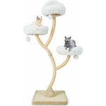 Goplus - Arbre à Chat Moderne 178cm à 3 Niveaux, Design Incurvé, Griffoirs et Planche en Sisal, 3 Perchoirs Chauds, 3 Balles, Beige