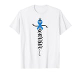 Warrior Christian Cross Survivor Blue Ribbon Colon Cancer T-Shirt