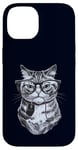 Coque pour iPhone 14 Chat ringard tenant une souris d'ordinateur mignon chaton geek