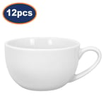 Cappuccino Cup White Porcelain Round Coffee Tea Cup Hot Chocolate 300ml 12Pcs