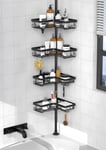 Kegii Telescopic Shower Caddy Corner Shower Shelf Bathroom Corner Storage Black