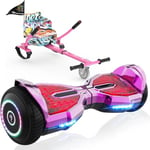 EVERCROSS Hoverboards 6,5 Pouces avec Siège,Hoverboards Bluetooth Activés par Application,Go Kart avec 3 Pédales Lumineuses, Scooter Auto-équilibré Anniversaire Enfants Adultes