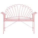 Banc de Jardin ou Terrasse Banquette Romantique 125 cm 2 Places en Métal Rose I