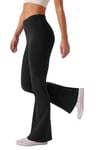 Glacspyg Yoga Pantalons Femme Taille Haute évasée Entraînement Abdominal Stretch Casual Running Pantalons Noir XS