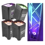 Färgsättningspaket med 4x Beamz BBP96 Uplight Par 6x12W 6inRGBWA-UV Libatt DMX IRC, Paket 4x Färgsättning trådlös och uppladdingsbar