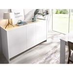 Vente-unique Buffet CHERIFA - 3 portes - Coloris : Blanc & chêne