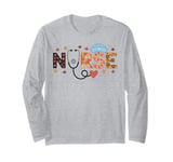 Thanksgiving Nurse Turkey Day Retro Fall Scrub Top RN Women Long Sleeve T-Shirt