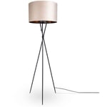 Paco Home - Suspension Lampadaire Trépied Salon Abat-Jour Velours Monochrome E27 Lampadaire - Noir, Beige Cuivre (Ø45.5 cm)