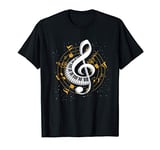 Piano Keys Keyboard Music Notes Treble Clef Music T-Shirt