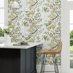 Sanderson Water Garden Chinoiserie Hall Dawn Blue Persimon