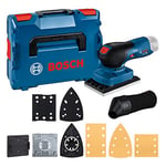 Bosch Professional 12V System ponceuse vibrante sans-fil GSS 12V-13 (compatible avec système Click & Clean Bosch, avec 3 plateaux, 3 feuilles abrasives, sac poussière, gabarit de perçage, dans L-BOXX)