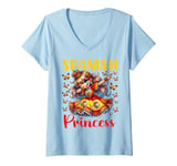 Womens Spanish Princess Dabbing for girls & kids V-Neck T-Shirt