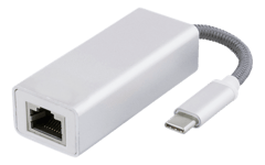 DELTACO – USB-C-verkkosovitin, Gigabit, RJ45, muovipussi, hopea (USBC-1080)