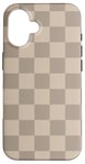 Coque pour iPhone 16 Beige foncé classique à carreaux gris vanille