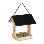 Relaxdays Mangeoire d’extérieur pour Oiseaux, abri en Bois, cabane à Suspendre, HLP 25,5 x 23 x 21 cm, pour Jardin, Noir