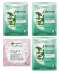 4 GARNIER SKIN ACTIVE NATURALS MASKS MIXED HYDRA BOMB & MOISTURE TISSUE