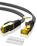 Cat 8 Câble Ethernet 6M, Cat8 Tressé Plat Haut Débit (40Gbps 2000Mhz/s) Gigabit Rj45 STP Câble Blindé Internet Réseau Lan Patch pour Routeur Ordinateur TV PC