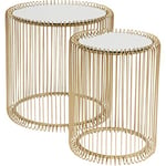 Kare Design Tables d'Appoint Wire, Lot de 2, Laiton/Miroir, Rond, Acier, Table en Verre, Diamètre 39/27cm, Style Moderne, Élégante, Table Basse Salon, Deco Intérieur, Décoration Chambre