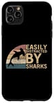 Coque pour iPhone 11 Pro Max Retro Vintage Easily Distracted By Sharks Hammerhead Shark