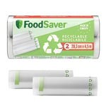 FoodSaver Rouleaux d’emballage sous vide - Sacs alimentaires recyclables et réutilisables - Conservent la fraîcheur de vos aliments jusqu’à 5 fois plus longtemps - Sans BPA - 2 rouleaux (20cm x 4,5m)