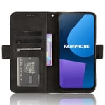 Fairphone 5 -kotelolle naarmuuntumaton Folio Flip PU nahkainen puhelinlompakko, musta