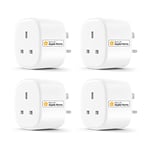 Smart Plug With Energy Monitoring, WiFi Smart Plug Works With Apple HomeKit, Alexa, Google Home, Smart Socket Remote Control Timer Plug, No Hub Required, 13A, 4 Packs