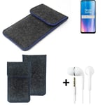 Protective cover for OnePlus Nord CE 2 5G dark gray blue edge Filz Sleeve + earp