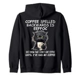 Coffee Spelled Backwards is Eeffoc Sign,Funny Cat Coffee Mug Zip Hoodie