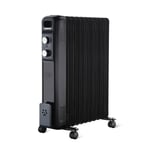 11 Fin Oil Filled Radiator 2500W Electric Portable Heater 3Heat Thermostat Black