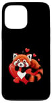 Coque pour iPhone 13 Pro Max Panda rouge allongé sur un cœur pour la Saint-Valentin