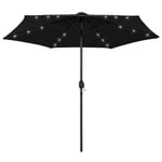 Parasol Avec Led Et Mât En Aluminium 270 Cm Noir Helloshop26 02_0008077