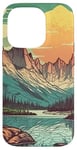 Coque pour iPhone 14 Pro Rocky Mountain Lake Vintage Paysage graphique