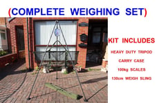 COMPLETE HEAVY DUTY WEIGHING TRIPOD KIT 100kg SCALES+WC HD FLOATING WEIGH SLING