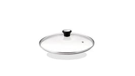 Tefal 280975 Couvercle en Verre avec Rebord en Acier Inoxydable et Régulateur de Vapeur, 24 cm, Transparent