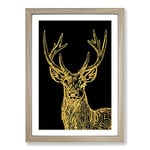 Big Box Art Golden Stag Framed Wall Art Picture Print Ready to Hang, Oak A2 (62 x 45 cm)