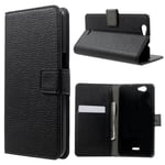 Etui Type Portefeuille Cuir Noir Pour Wiko Getaway Avec Rabat Latéral Articulé