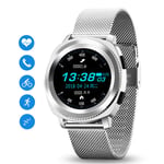 ZZJ Smart Watch, Waterproof IP68 Heart Rate Monitor Bluetooth Smartwatch Answer Call Fitness Tracker Watch for Xiaomi Smart Phone,Silver