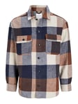 JACK & JONES Jjebradley Ollie Surchemise Ls Noos Chemise à Manches Longues, Navy Blazer/Checks:Checks, L Homme