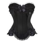 ZXF Bustiers et Corsets Femme Sexy Satin Overbust Corset en Dentelle Bowknot Décoré Clubwear Showgirl Body Shaper (Color : Black, Size : Medium)