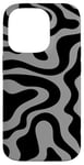 Coque pour iPhone 14 Pro Simple abstrait noir et gris ondulé tourbillon